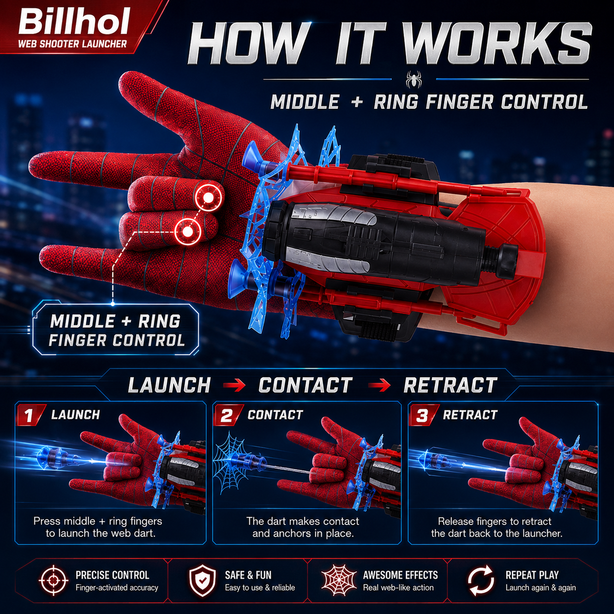 Billhol®🤡 Web Shooter Launcher – Premium Hero Action Collection